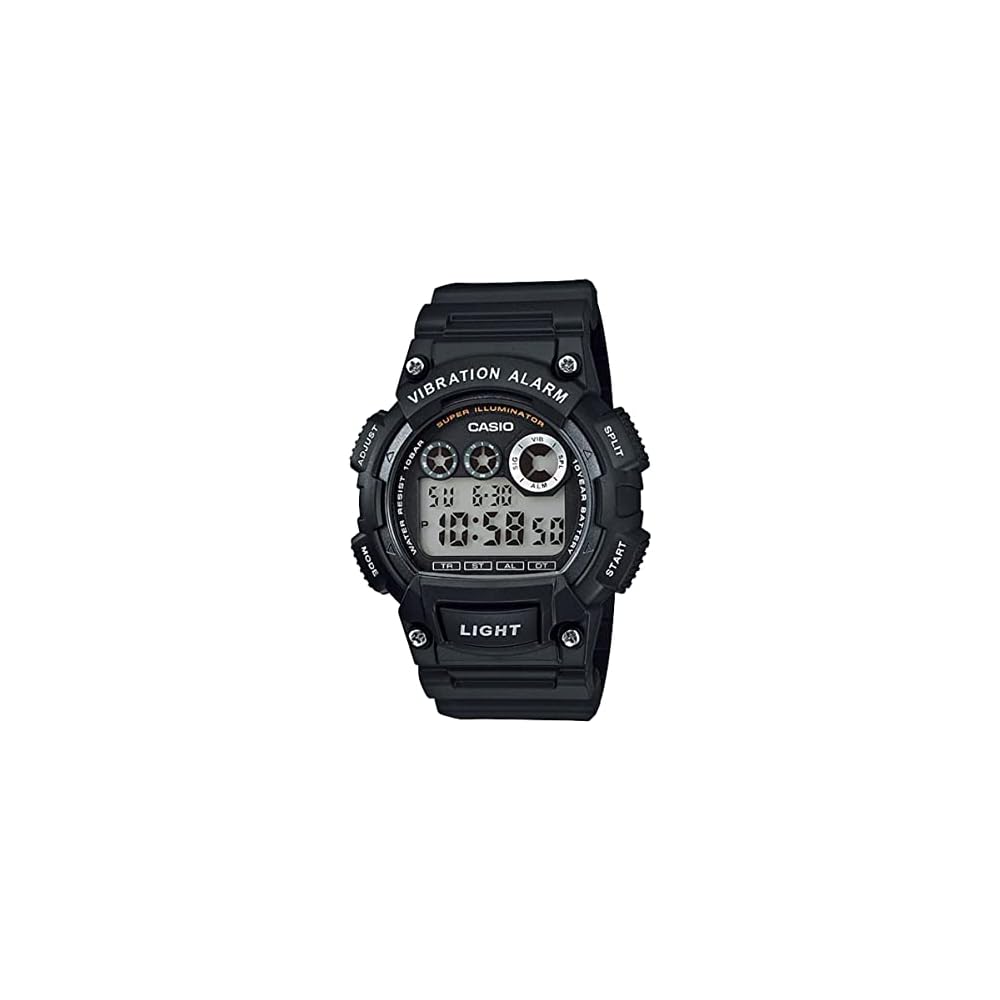 Casio W735H-1A Цифровые часы Детские Водонепроницаемые Вибрирующий Будильник Секундомер Черные