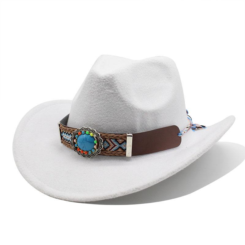 2022 Ethnischer Stil Cowboy-Zylinderhut, Gewellter Filzhut, Amerikanischer Western Outdoor Reithut, Cowboyhüte für Damen und Herren
