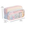 Cream Pencil Bag Pen Case Hitting Color Blocked Staged Type Transparent Front Pocket Storage Pouch for Stationery