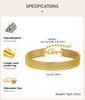 Stainless Steel Chain Women Bracelet, Wide Brand Mesh Link Adjustable Wristband, 18k PVD Gold Plated Vintage Jewelry