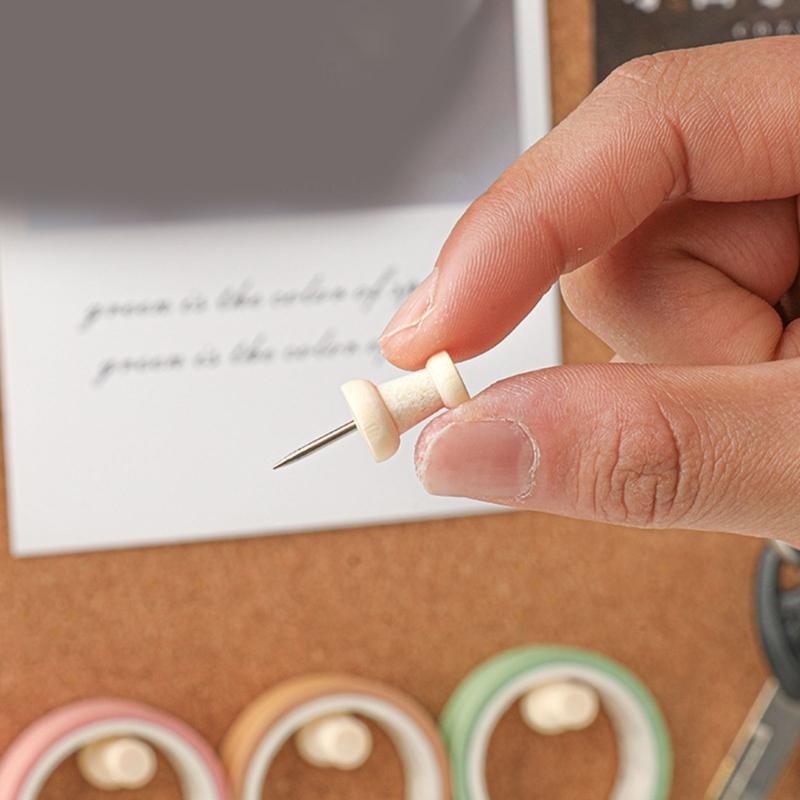 Map Thumb Tacks Map Pins Wood Plastic Materials Wooden Head Colorful with Metal Points Suitable for Craft Projects