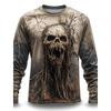 Autumn Winter Long Sleeved Top 3D Printed Men's Horror Pattern Printed Fashion Long Sleeved Loose T-Shirts