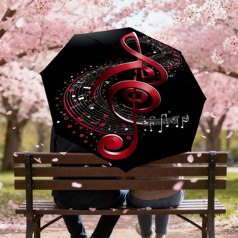 1PC Music Note Umbrella-8-Rib Reinforced, Automatic Open, Lightweight & Durable, Cute Fashion Accessory for Outdoor-T384