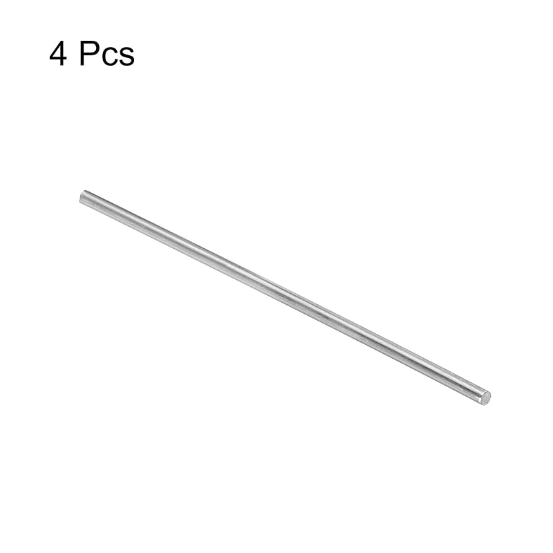 uxcell 304 Stainless Steel Round Bar 3mm x 100mm Solid Shaft Rod for DIY Craft Model Cars Helicopters Airplanes (4pcs)