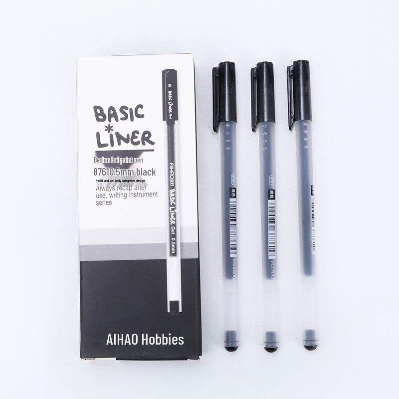 Hobby Stationery Gel Pen 8761 - 0.5mm Tip, Black/Blue/Red Ink, Cap-Off Signature & Study Pen