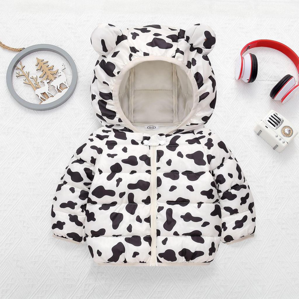 2025 Herbst/Winter Daunenjacke im Cartoon-Stil für Babys, mit Fleece gefüttert, kurze & dicke warme Baumwolljacke für Kleinkinder