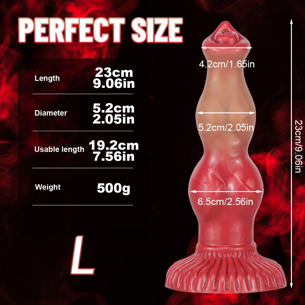 Double Knot Dog Dildo - Liquid Silicone Animal Penis for Anal & Vaginal Play, Realistic Cock with Suction Cup - Adult Toy for Women & Couples
