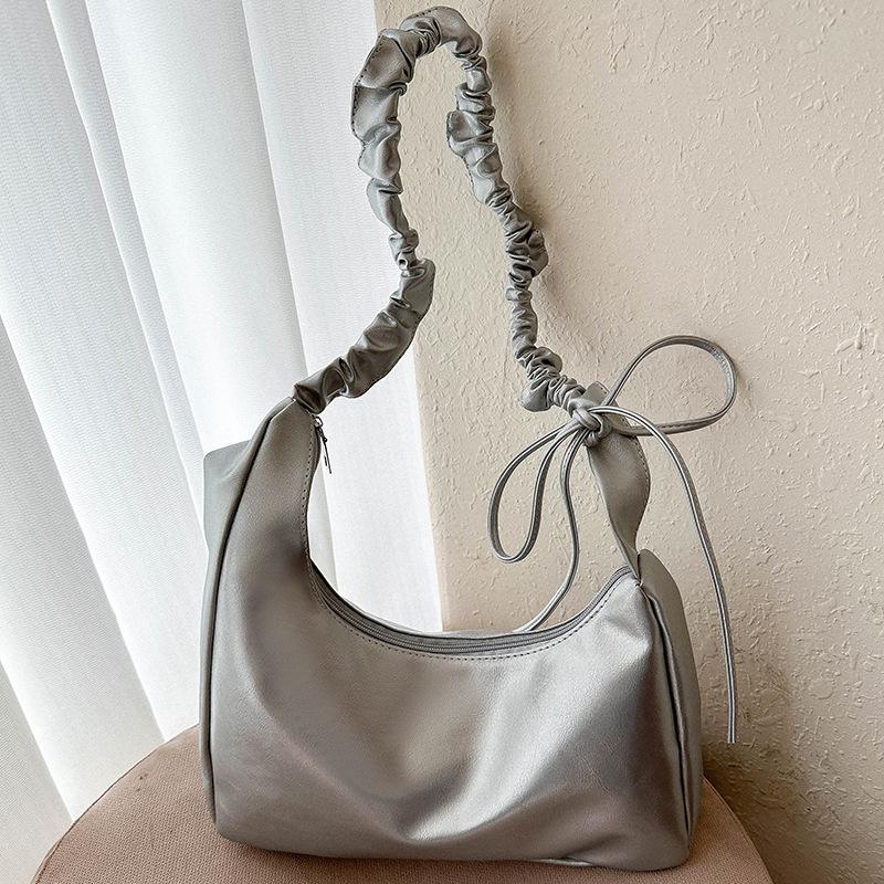 

Niche high-end underarm bag women s 2025 new pleated fashion commuter shoulder bag versatile foreign style messenger bag серебряный