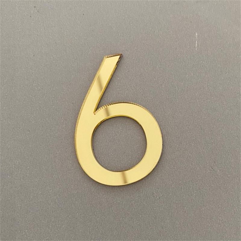3D Self-adhesive Waterproof Plating House Number 0 To 9 Modern Gold Digits House Number Door Plate Address Outdoor Door Number