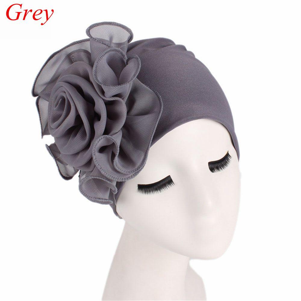 King Beanie Turban Bonnet Cap Flower Size Hat Elastic Chemo Cap Hair Loss Wrap Muslim Hijab