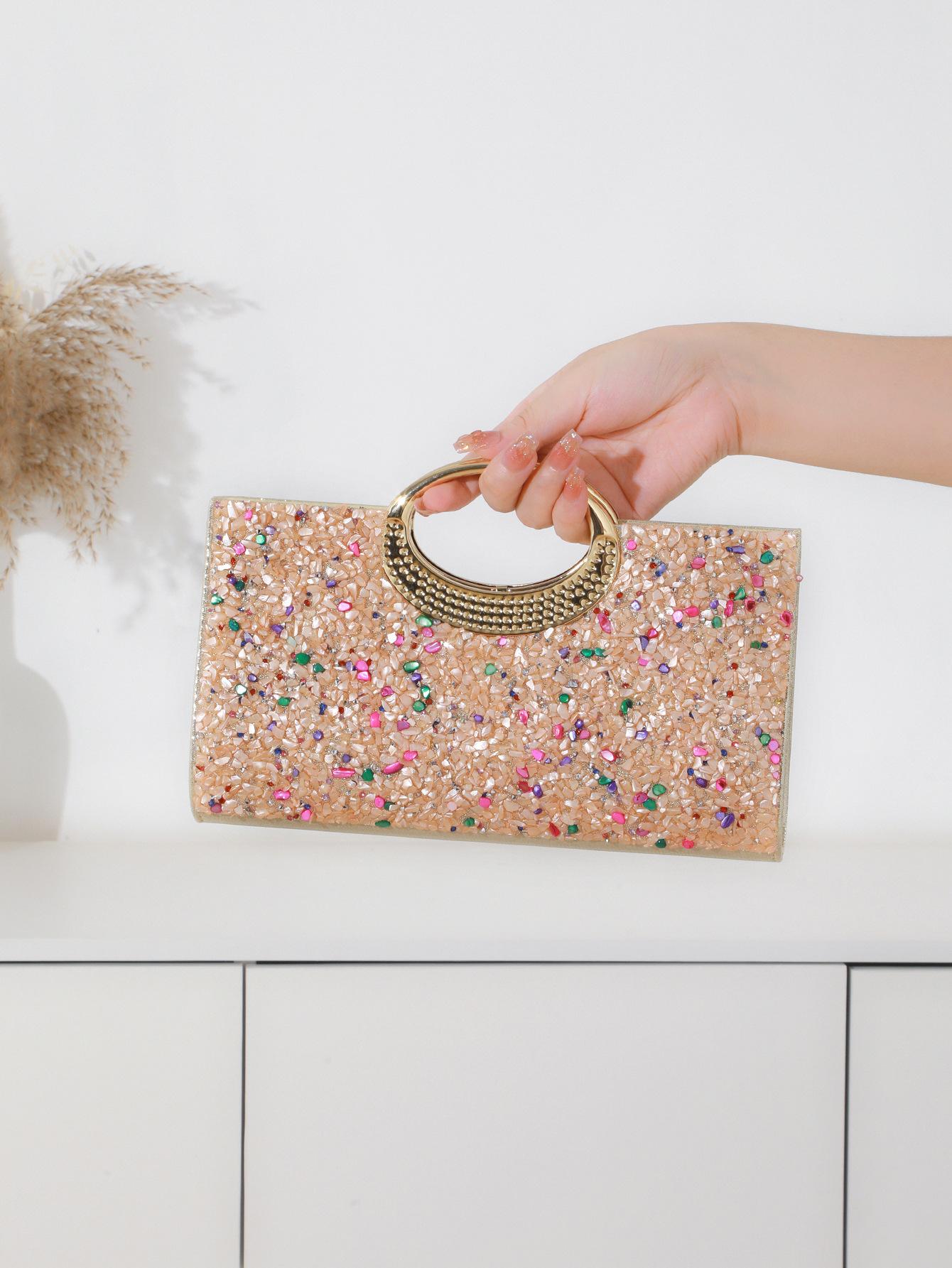 

2025 New Single Side Stone Evening Bags Banquet Clutch Purse Mini Party Dinner Wallets