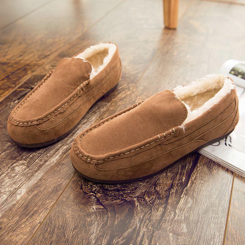 

Весенние теплые хлопковые туфли, мужские новейшие бархатные толстые хлопковые туфли с одной педалью, обувь для вождения в горошек, мужская мода 2022