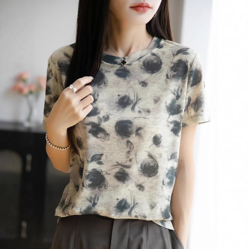 

Летняя модная футболка с короткими рукавами, круглым вырезом и тонким дышащим базовым слоем XL