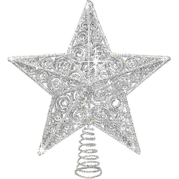 Рождественская звезда навершие для елки, 12-дюймовая серебряная звезда навершие для елки на Рождество с блестящими пайетками, украшение для верхушки рождественской елки, праздничное украшение (Серебряный)