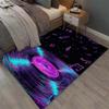 Neon DJ Plattenspieler Teppich Retro Schallplatte Musiknote Design Rutschfeste Fußmatte für Schlafzimmer Wohnzimmer Lebendiges Leuchtendes Dekor
