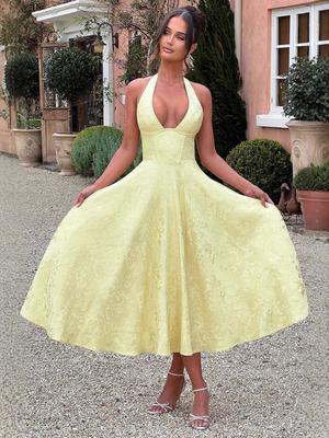 2025 European V-neck Jacquard Lace-up Evening Gown