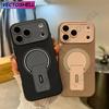Luxury Fold Stand Holder Magnetic For Magsafe Matte Case for iPhone 17 16 15 14 13 12 11 Pro Max Plus Large Window Bumper Cover