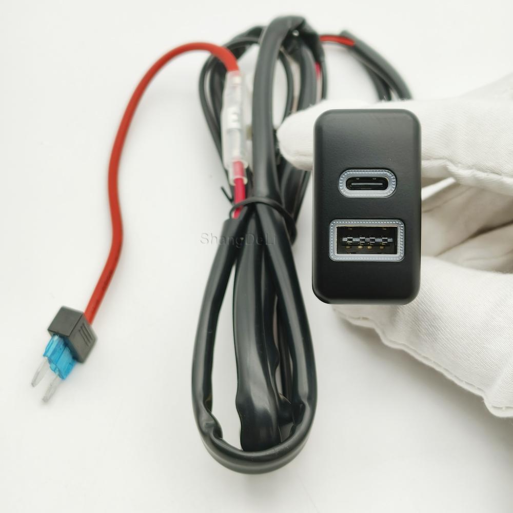 Car Charger Quick Charging Socket QC3.0 USB PD Phone Charge Adapter Socket for Toyota FJ Cruiser Prado LC120 Accessories