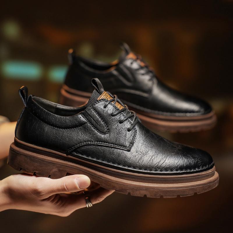 

Весна и Осень Новые Мужские Повседневные Туфли из Натуральной Кожи Дизайнерские Повседневные Лоферы Обувь для Скейтборда Воловья Кожа Молодежные Кроссовки на Шнуровке 44 чёрный