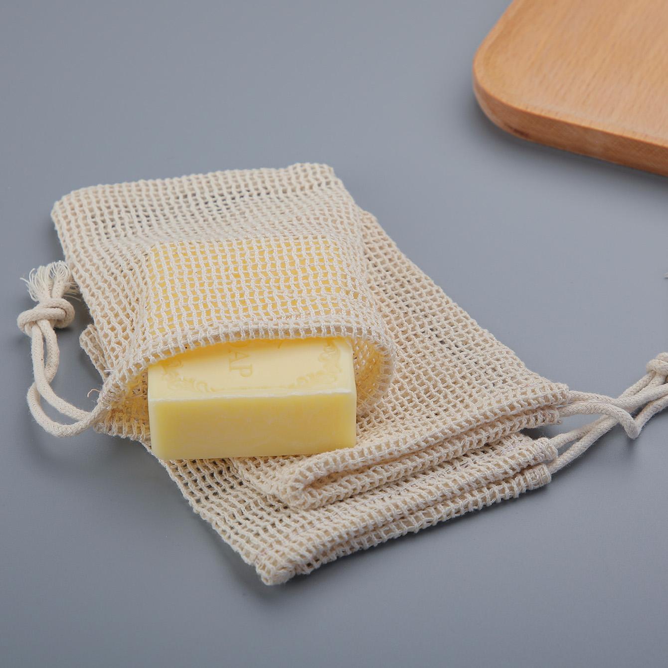 

3pcs handcrafted foam cotton net soap bags for body cleansing and skin care, portable foam making bags 3pcs