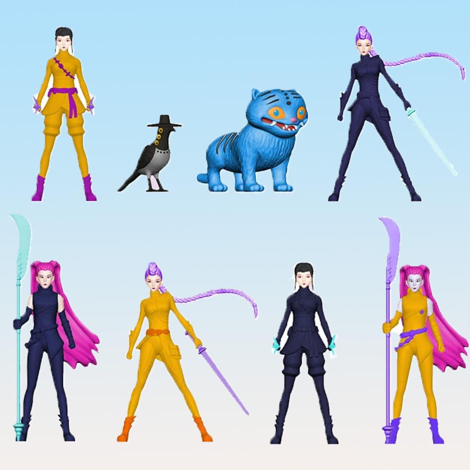 Desk Decoration Statues Ornament Kid Gifts Anime Kpop Demon Hunters Figure K-Pop Demon Hunters Rumi Mira Zoey Tiger Figurine Toy