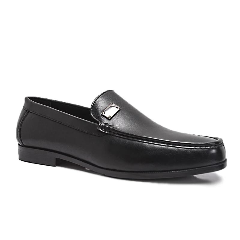 Fashion Men's Italian Handmade Genuine Leather Slip-On Loafers Business Casual Pointed Toe Shoes