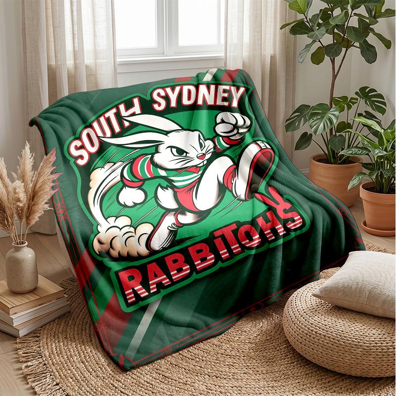 Coperta in Pile Flannel South Sydney Rabbitohs Coperta Calda e Accogliente per Divano Letto Viaggio Uso in Tutte le Stagioni