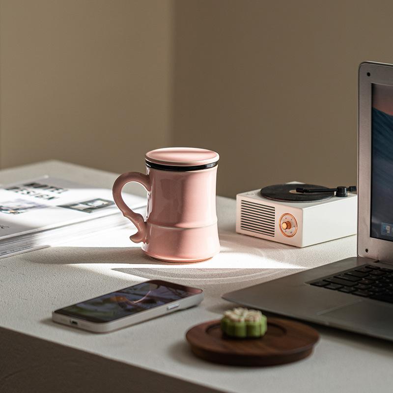 Cherry Blossom Powder Guofeng Ceramic Cup Mug Three-piece Set Pink Water Cup Gift Box Set Souvenir Mug Teacup