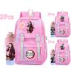 2Pcs/set Anime Cartoon Demon Slayer Printed Backpack with 750Ml Water Bottler for Teenager Bookbag Large Capacity Waterproof Travel Bag Gift