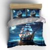 Pirate Ship Theme Art Set Multiple Sizes Kid'S And Adults' Bedroom Exquisite 3Pc Bedding Set, Gift