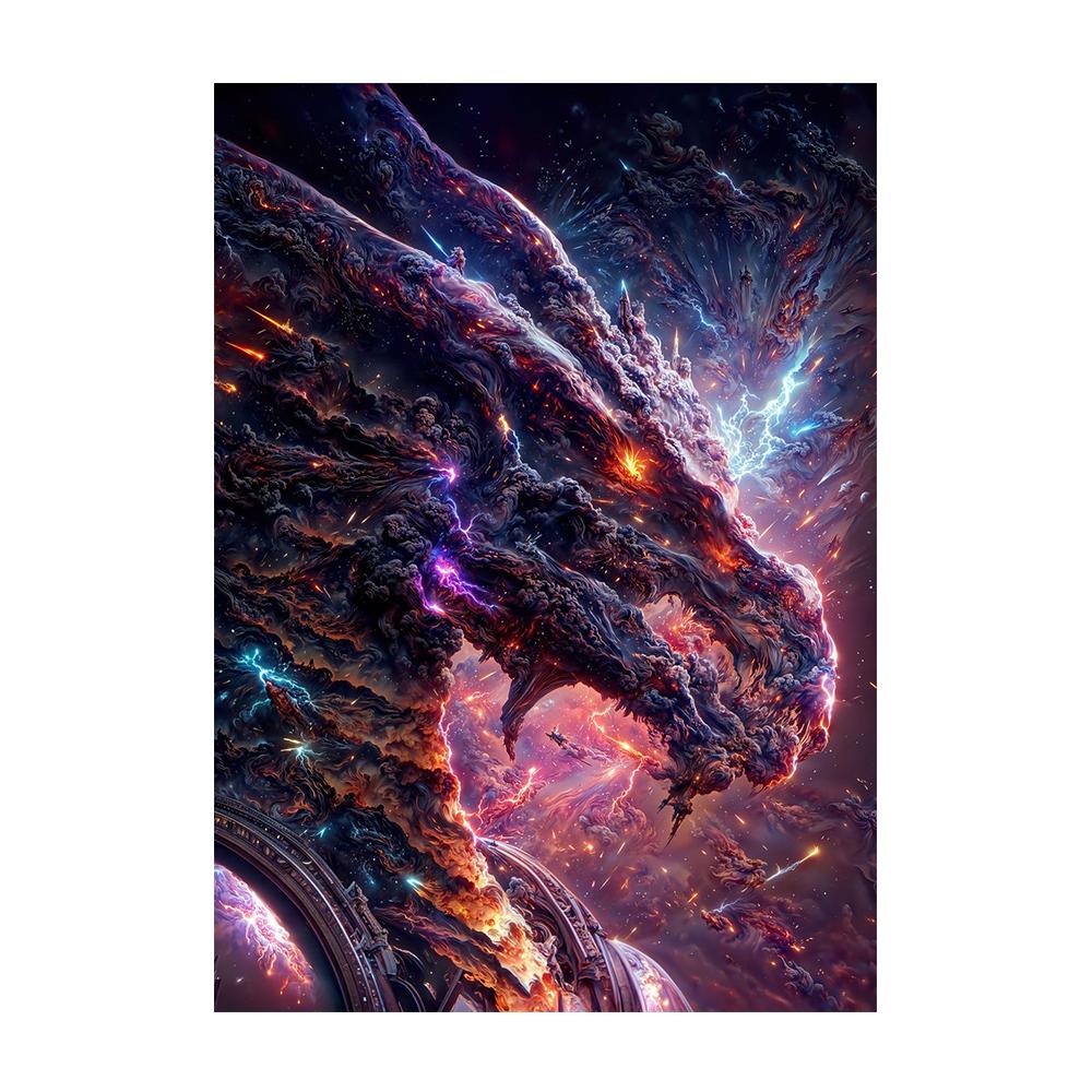 Universe Rainbow Dragon Graffiti Mythical Animals Wall Abstract Art Canvas Painting Mythology Creatures Sci-fi Posters Prints Room Home Pictures Decor