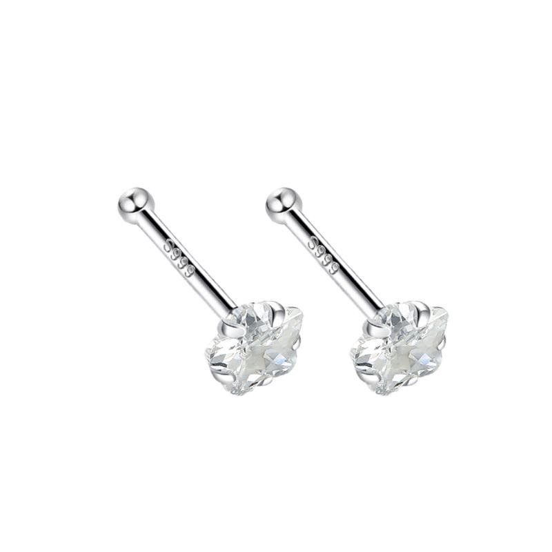 S999 Pure Silver Minimalist Women's Earrings – Small Bean Ear Bone Studs, Anti-Blocking Design for Commuting