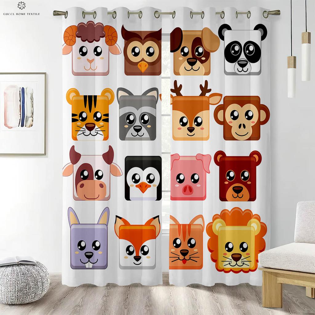 Forest Animal Care Cartoon Printed Curtains Suitable for Bedroom Living Room Children's Room Decorative Curtains Home Decoration