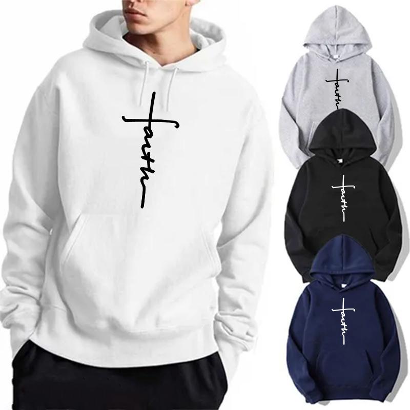 2025 Unisex Cool Faith Print Hoodie Sweatshirt Men Women Fleece Hoodie Fashion Sports Hoodie Crew Neck Hoodie Sweatshirt