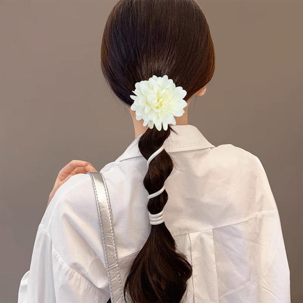 Women Chiffon Flower Elastic Hair Rope Bands Cute Girls Telephone Wire Line Elasticity Hair Ties For Kids Girls Hair Accessories