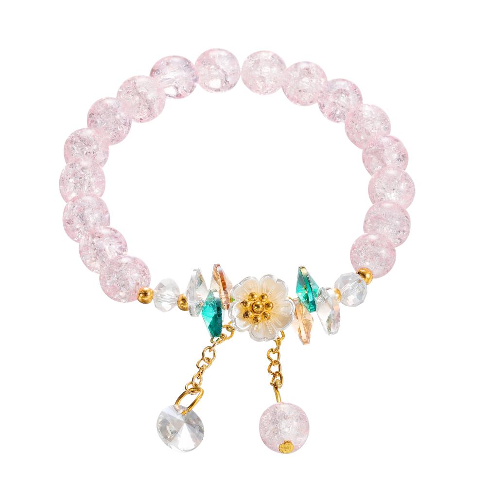 1pc Korean Style Sweet Daisy Flower Bracelet Colorful Crystal Beaded Elastic Rope for Women Girls Party Wedding Jewelry Gift