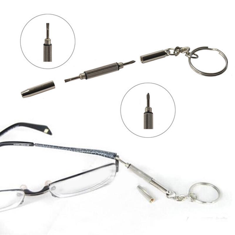 Aluminum Steel Eyeglass Screwdriver Set for Sunglass Glasses Watch Repair Tool Kit with Keychain Screwdrivers