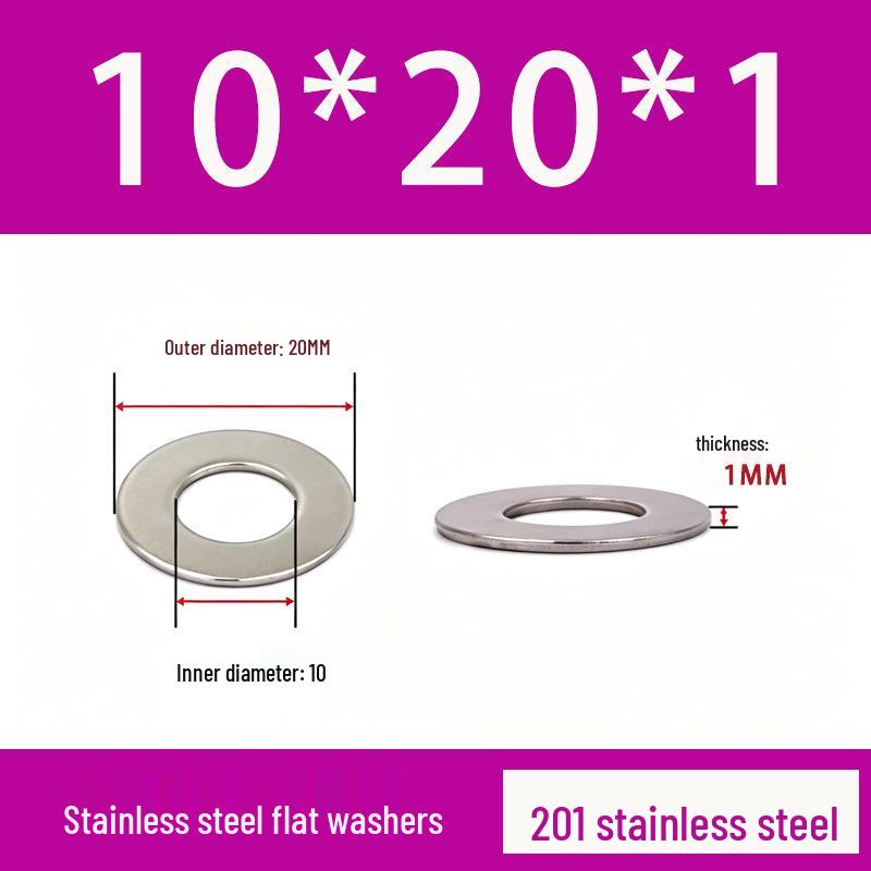 201 Stainless Steel Rust-proof Flat Washer - National Standard Hardware Fasteners with Complete Specifications, In Stock.
