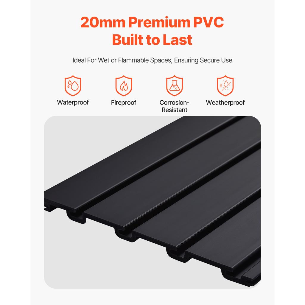 VEVOR 8/16/32sq.ft Slat Wall Paneling 2/4/8 x 4 ft PVC Garage Slatwall with DIY Cutting & Easy-to-Install Adjustable for Storage