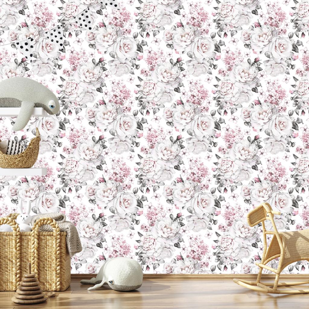 Wallpaper Roses peonies plants for living room and bedroom 50x1000