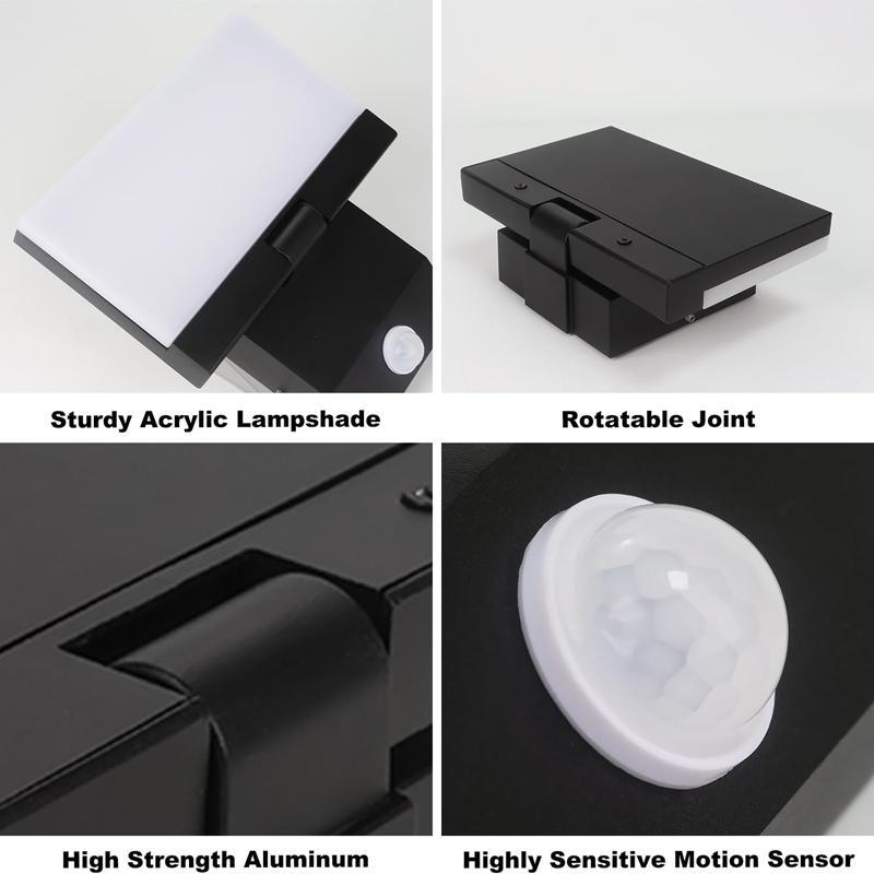 Modern LED Outdoor Wall Lamp Waterproof Motion Sensor Wall Light Foldable for Garden Courtyard Balcony Porch Home Decoration