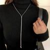 Fashion Snake Chain Necklace for Women Minimalist Metal Long Tassel Adjustable Pull Sweater Chain Jewelry