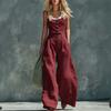 1116 European and American New Models, Retro Button Front Open Placket High Waist Wide Leg Jumpsuit