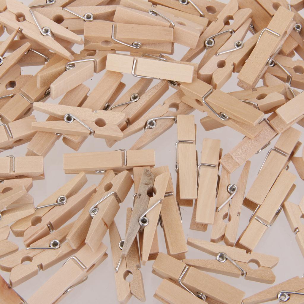 100pcs Wooden Pegs Clothes Pins Clips 25*3mm