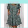 V Neck Floral Print Summer Dress With Flared Skirt For Women