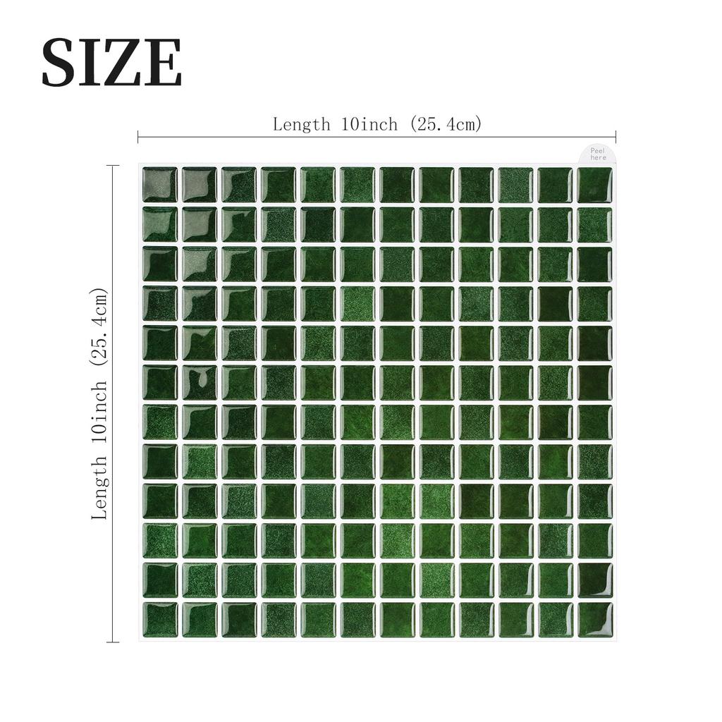 10x10 tumx10 st 3D Mosaik Vinyl Stänkskyddsplattor, Självhäftande Dra av och Klistra Subway Kakelklistermärken Klistra på Väggkakel