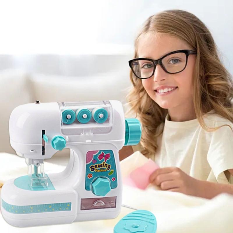Children Electric Sewing Machine Toy with LED Pretend Play Emulational Educational Household Baby Girls Gift Play Set