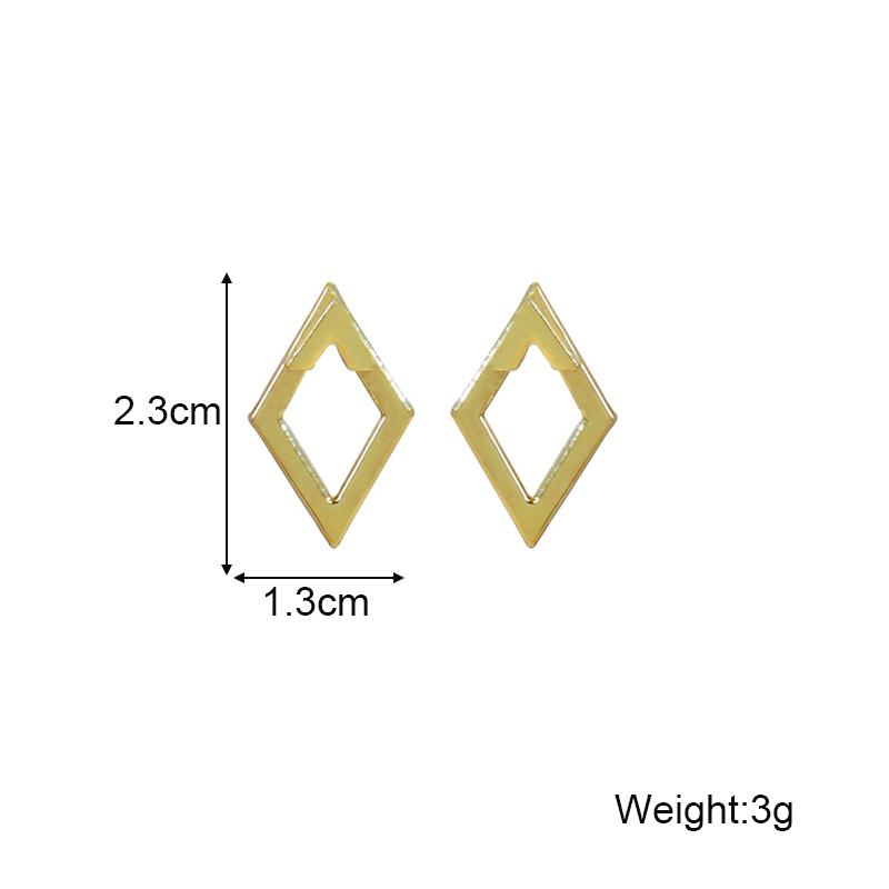 Simple Geometric Rhombus Hollow Line Creative Stud Earrings for Women Personality Temperament Minimalist Jewelry