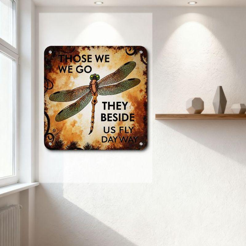 Vintage Rustic Metal Tin Sign with Dragonfly Illustration - Distressed Wall Decor for Home Bar Man Cave Cafe