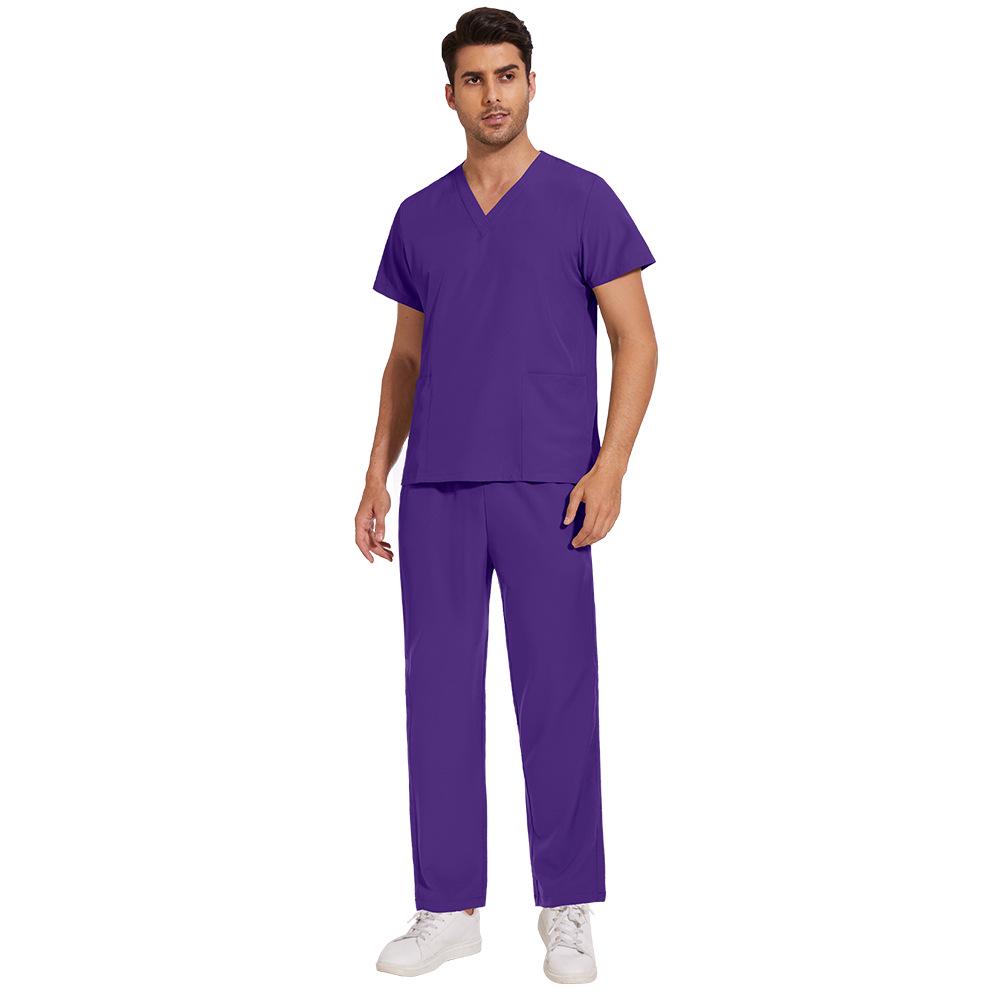 Unisex Quick-Dry V-Neck Surgical Gown for Dental Clinic Large фиолетовый